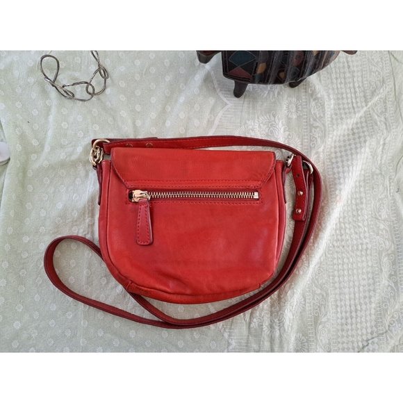 J.Crew Womens Saddlebag Red Orange 100% Leather Crossbody Purse Pre-owned - Picture 2 of 13